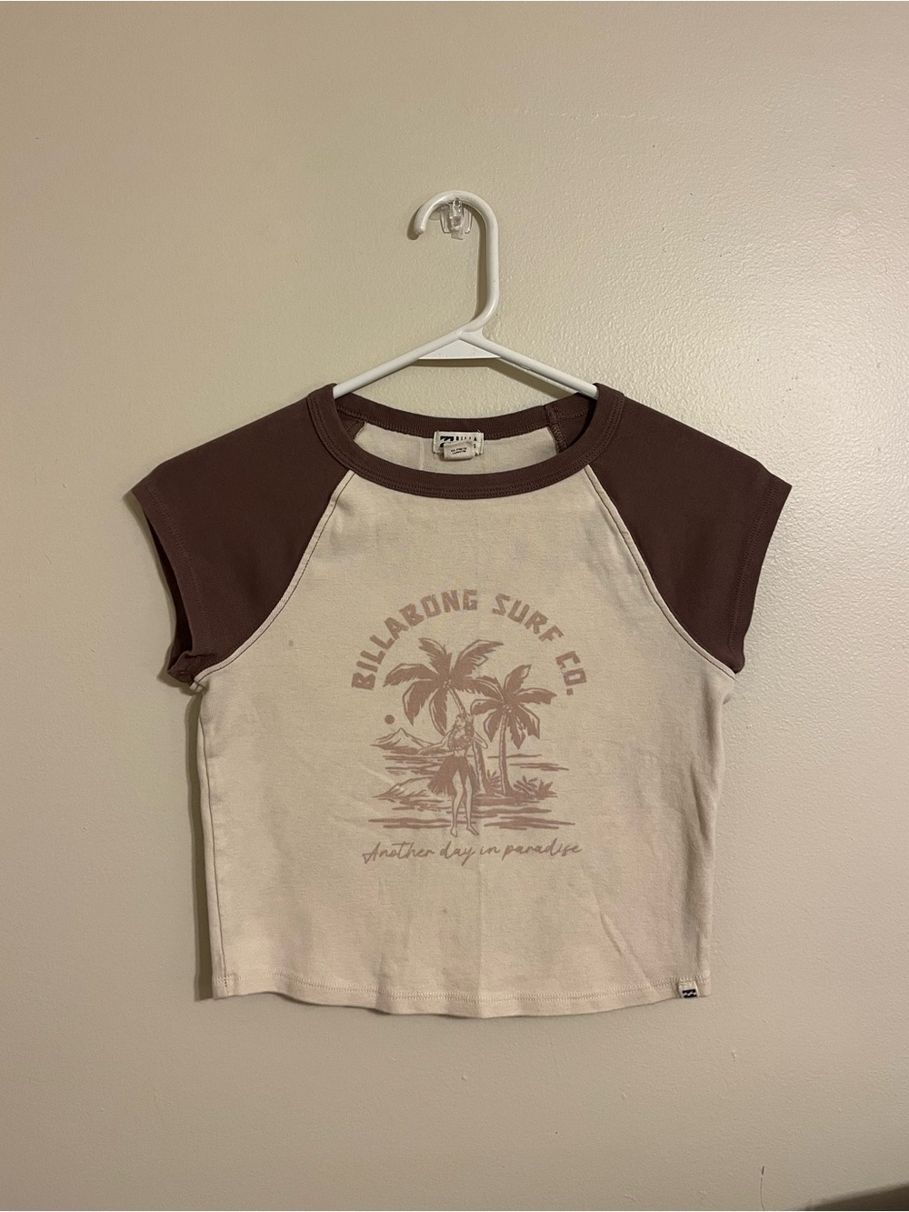 Billabong Babydoll Cream & Brown Surf Tee